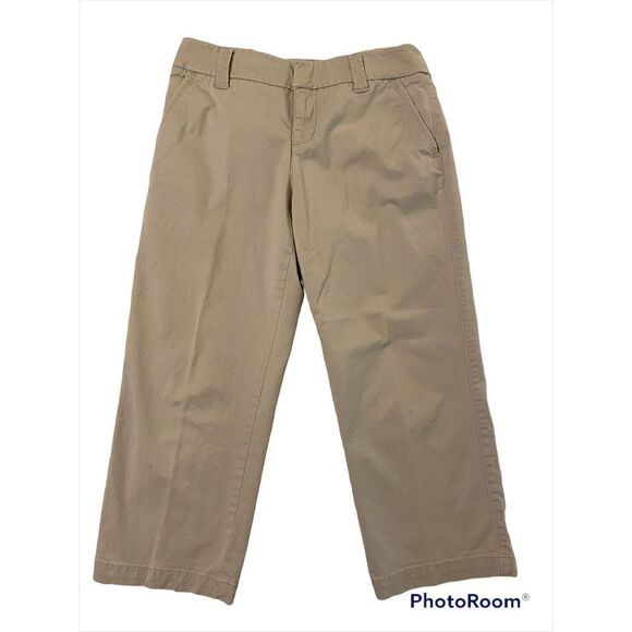 Woman’s GU Sonoma SZ 6 Tan Mid-Rise Stylish Khaki Long Capris - Picture 1 of 6
